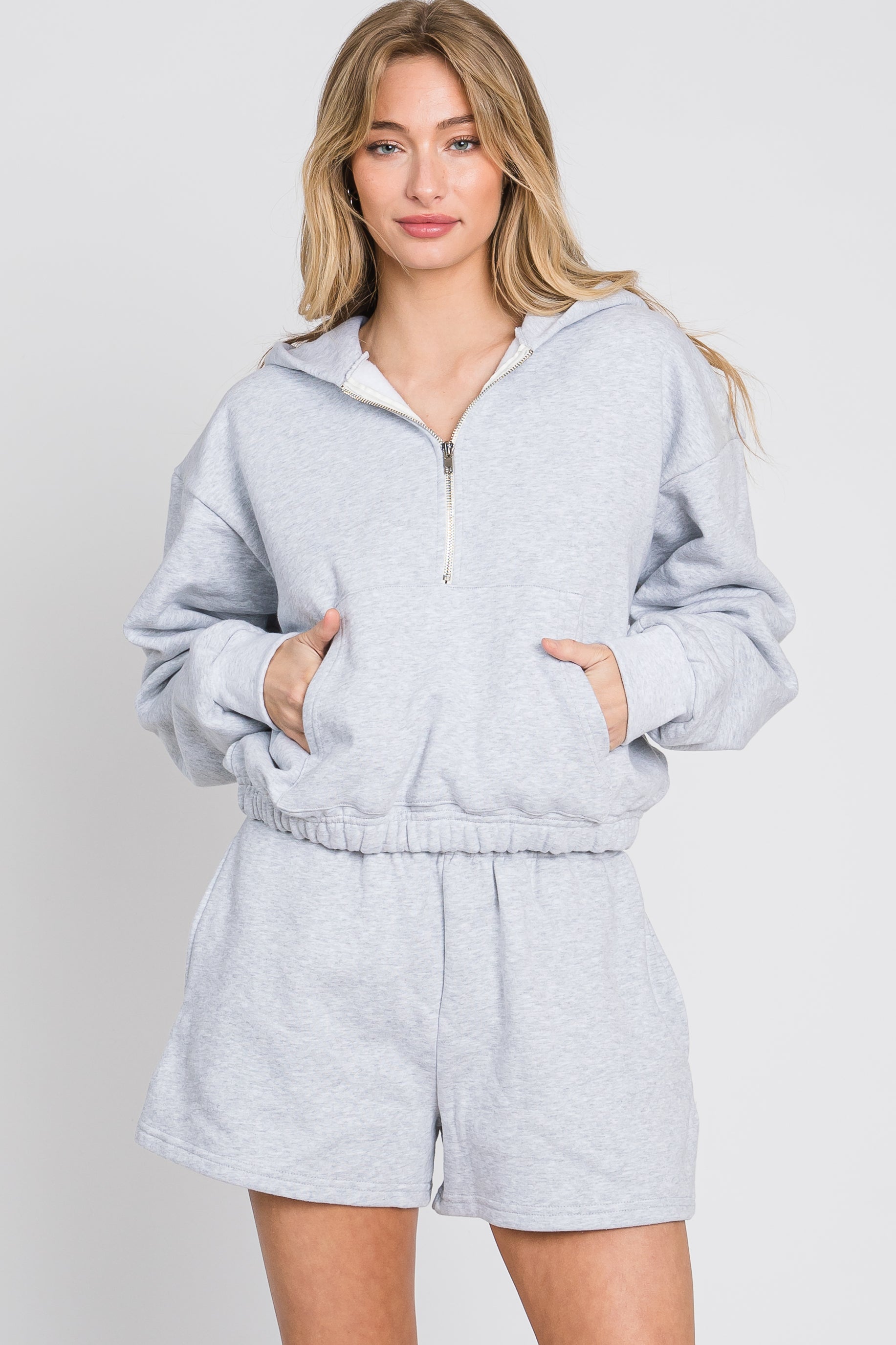 CROP HOODIE QUARTER ZIP